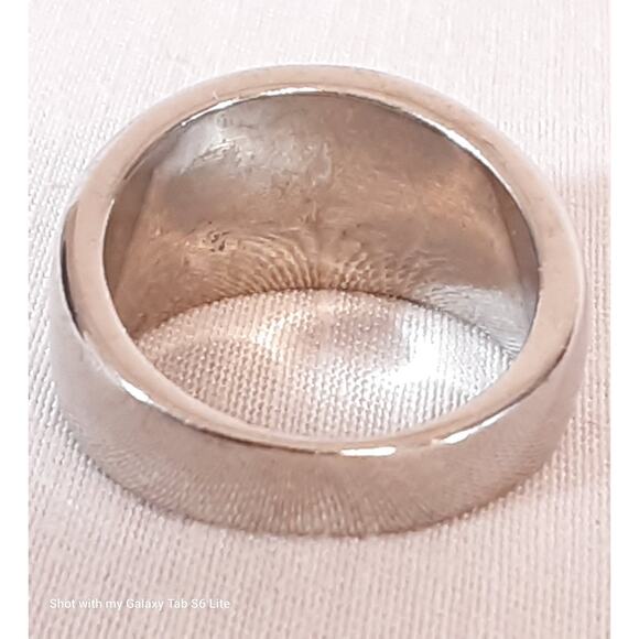 Colorful Band Ring Floral Encrusted Marquise Stones On Silver Tone Setting - Picture 5 of 10